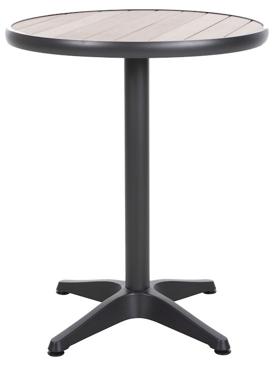 Alexa Outdoor Dinner Table with Polywood Surface and Aluminum Frame Natural 60x60x73cm