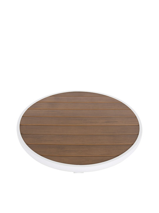 Alexa Outdoor Dinner Free Standing Table with Polywood Surface and Aluminum Frame Natural 60x60x73cm