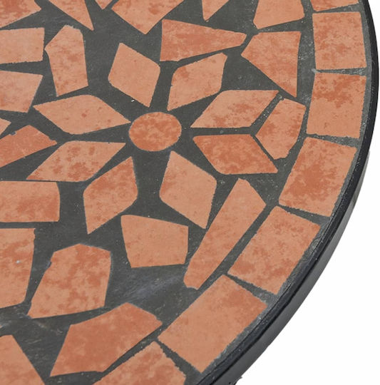 Outdoor Dinner Free Standing Table with Ceramic Surface and Metal Frame Terracotta 50x50x70cm