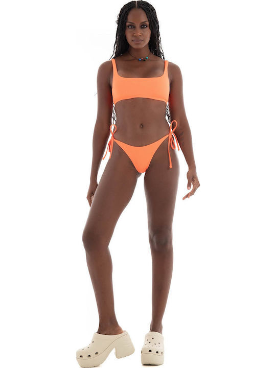 Bikini Slip με Κορδονάκια Apricot