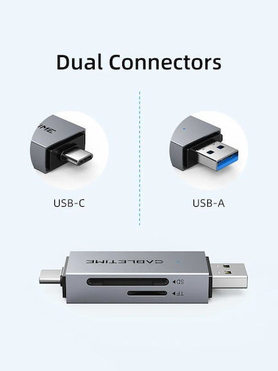 Cabletime Card Reader USB 3.0 Type-C για SD/microSD Γκρι