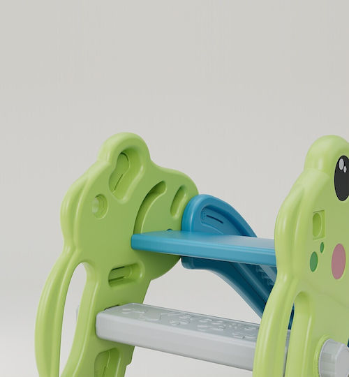 Tobogan din plastic cu dinozauri, cos de baschet pliabil, verde, Unct04