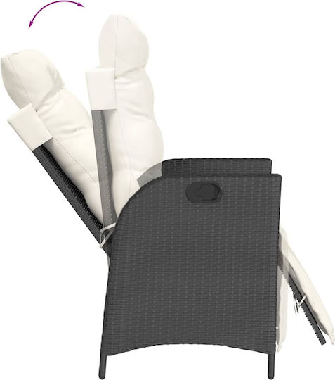 Градинска Стол От Ратан Черен С Възглавница 2 Бройки 57x61x93см
