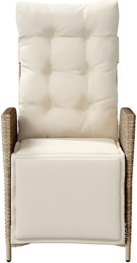 Outdoor-Stuhl Rattan Beige mit Kissen 2Stück 57x61x93εκ.
