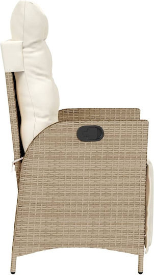 Outdoor-Stuhl Rattan Beige mit Kissen 2Stück 57x61x93εκ.