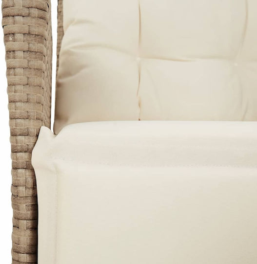 Outdoor-Stuhl Rattan Beige mit Kissen 2Stück 57x61x93εκ.