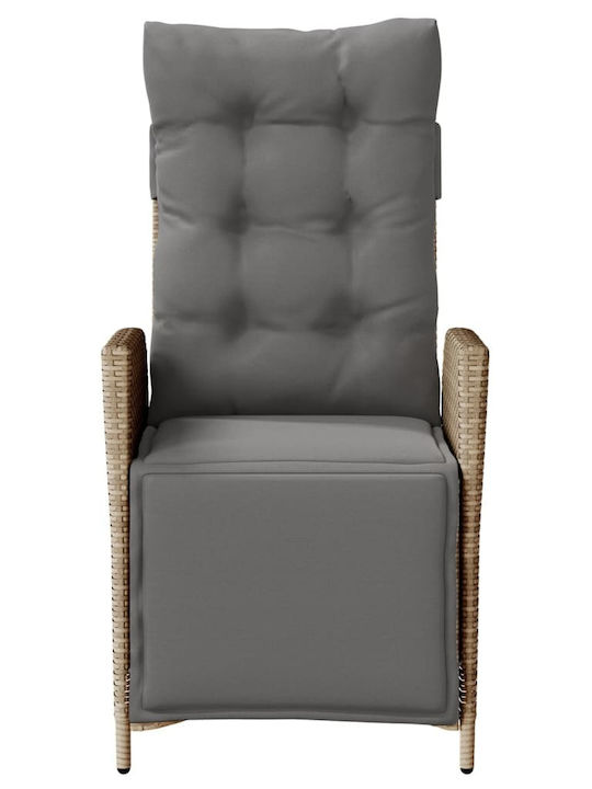 Außenstuhl Rattan Mixed Beige mit Kissen 2Stück 57x61x93cm.