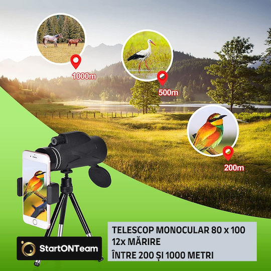 Telescop Monocular Profesional de Mare Putere 80x100 HD Zoom Bak-4 Prismă Focalizare Dublă