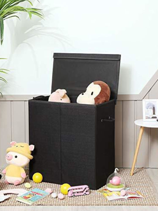 Songmics Καλάθι Απλύτων Υφασμάτινο με Καπάκι 60x36x66cm Μαύρο