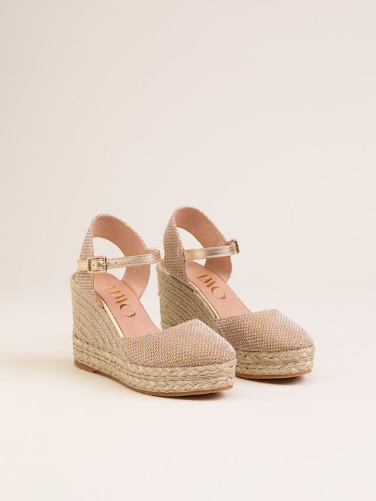 Women's Leather Platform Espadrilles Gold