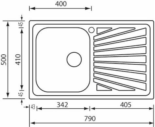 Sanitec Cometa Drop-In Küchenspüle Linkshänder Inox Satiniert M79xB50cm Silber