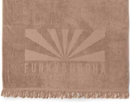 Funky Buddha Logo Beach Towel Cotton Brownie with Fringes 170x90cm.