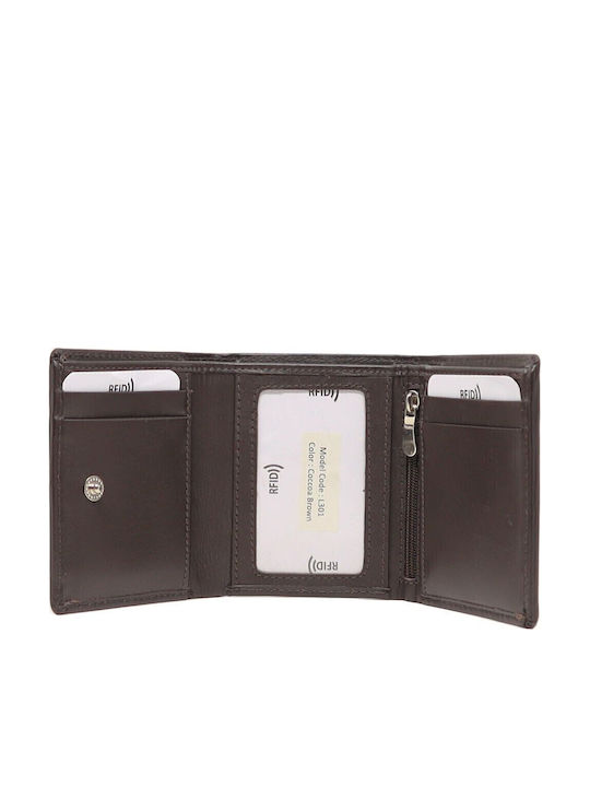Μικρό Δερμάτινο Γυναικείο Πορτοφόλι με RFID Cocoa Brown