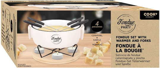 Cook Concept Stainless Steel Fondue Pot with Tea Light White 23x20x23cm