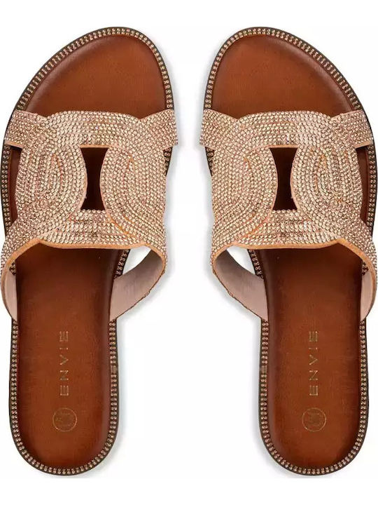 Women's Flat Sandals in Gold Color
