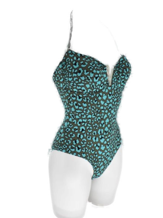 Valery Vain One-Piece Swimsuit Animal Print Green