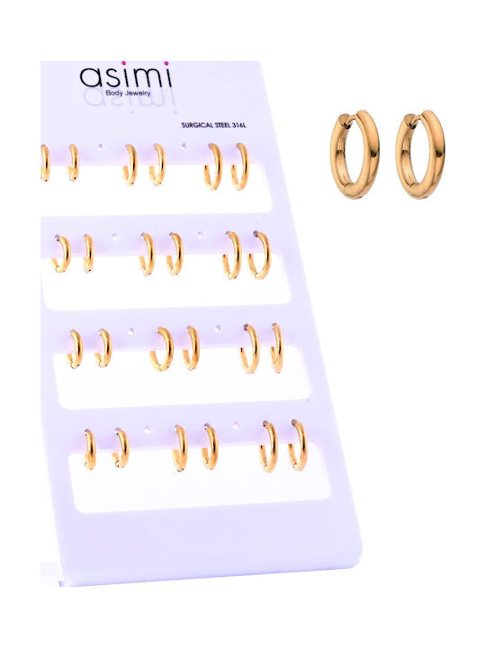 Asimi Body Piercing Earrings Hoops made of Steel Gold Plated