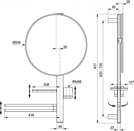 Ideal Standard Schiene Badezimmer Einzel Wandmontage Schrauben ​70x70cm Silber