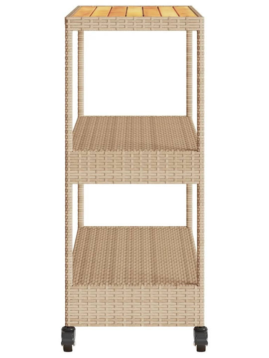 vidaXL Wooden Kitchen Trolley 3 Tiers Beige 101x40x100cm