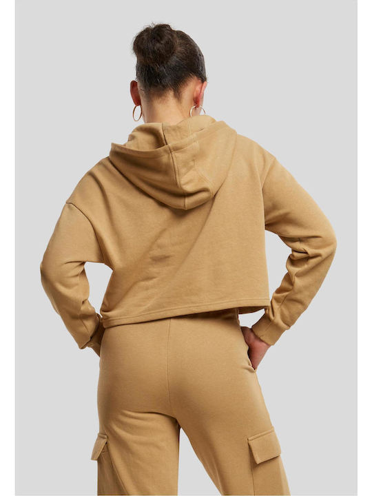 Gekürzt Damen Sweatshirt Kapuzen Unionbeige