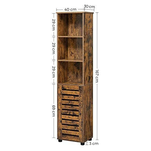 Songmics BBK160X01 Badezimmer-Säulenschrank Boden 40x30x167cm Braune