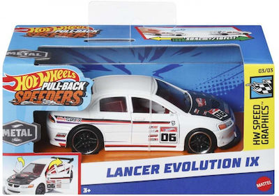 Sistem Hot Wheels de tracțiune înapoi pentru mașină metalică Lancer Evolution Ix, scară 1:43