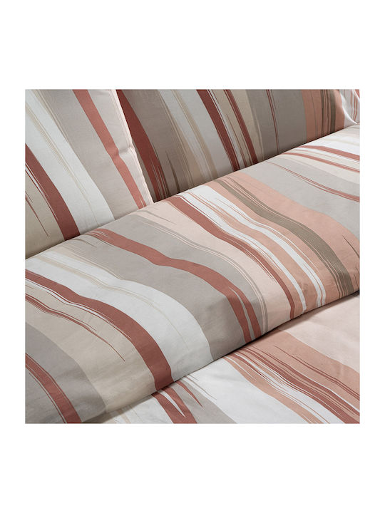Beauty Home Set Duvet Cover Super King 220x240cm Beige and Burnt Sienna 12086PMYD 3 Pieces