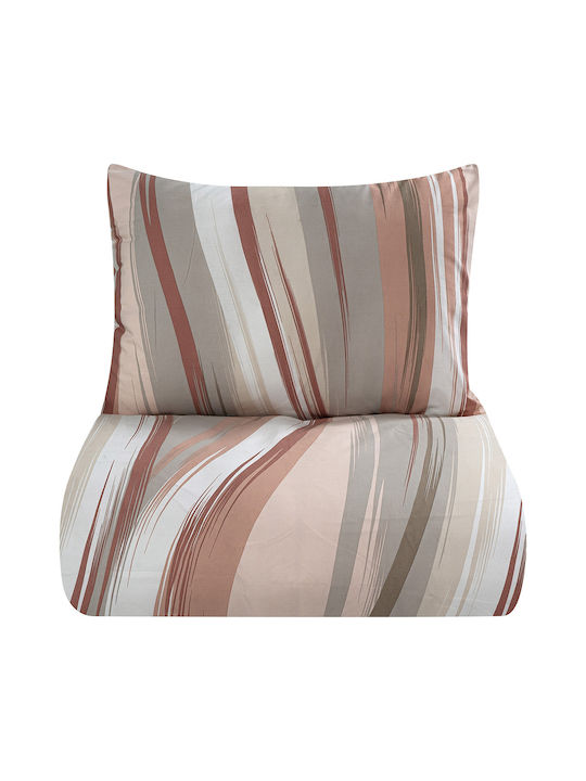 Beauty Home Set Duvet Cover Super King 220x240cm Beige and Burnt Sienna 12086PMYD 3 Pieces