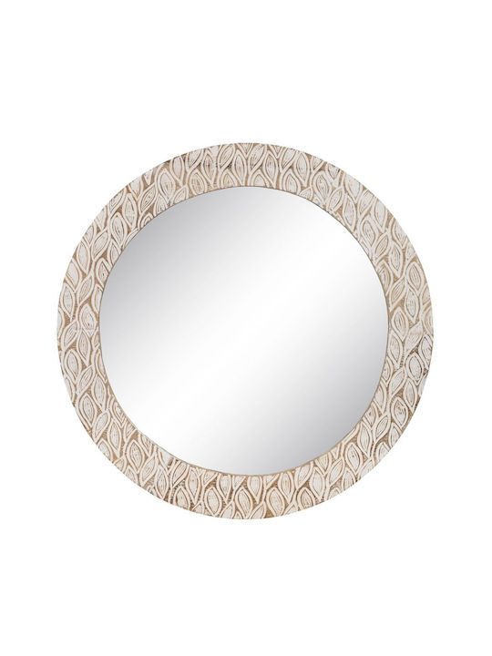 BigBuy Wall Mirror with White Glass Frame Diameter 76cm 1pcs