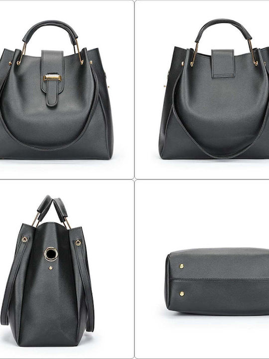 Set Geantă de damă Shopper De umăr Neagră
