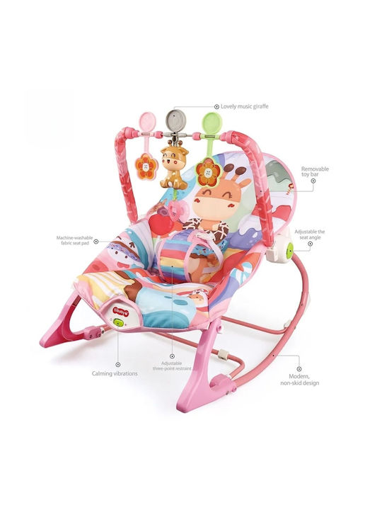 Electric Baby Relax Swing 3 in 1 with Music and Vibration Pink for Child up to 18kg