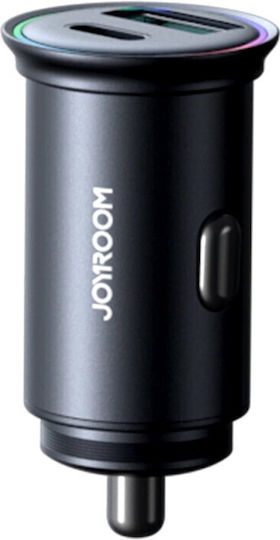 Joyroom JR-CCN04 Φορτιστής Αυτοκινήτου 60W 2.4A Γρήγορης Φόρτισης με Θύρες: 1xUSB 1xType-C Μαύρο Χρώμα