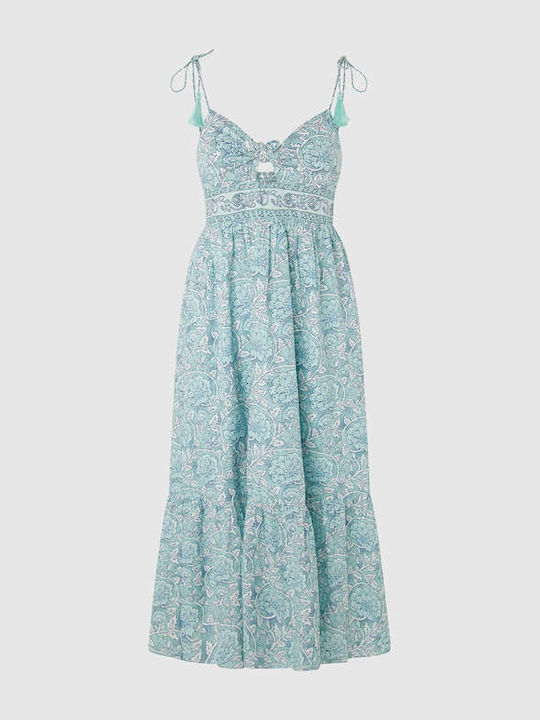 Summer Midi Denim Dress Light Blue