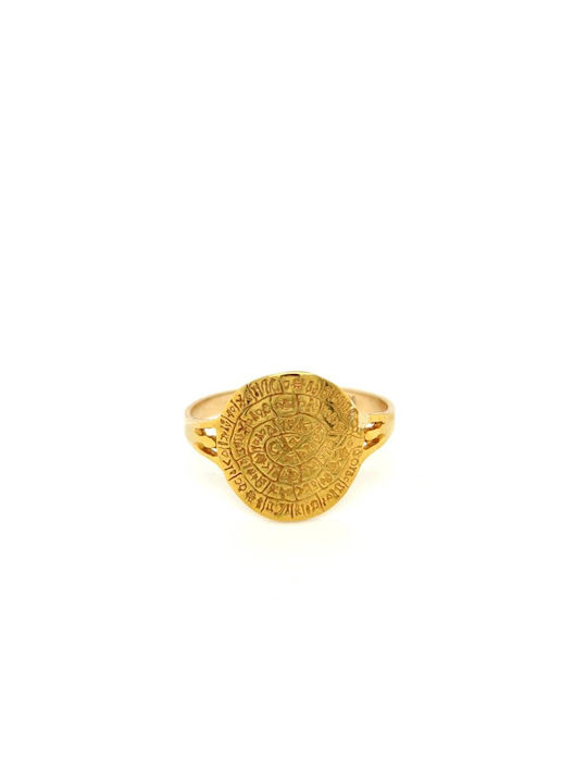 Women's Gold Ring K14 585° Phaistos Disc