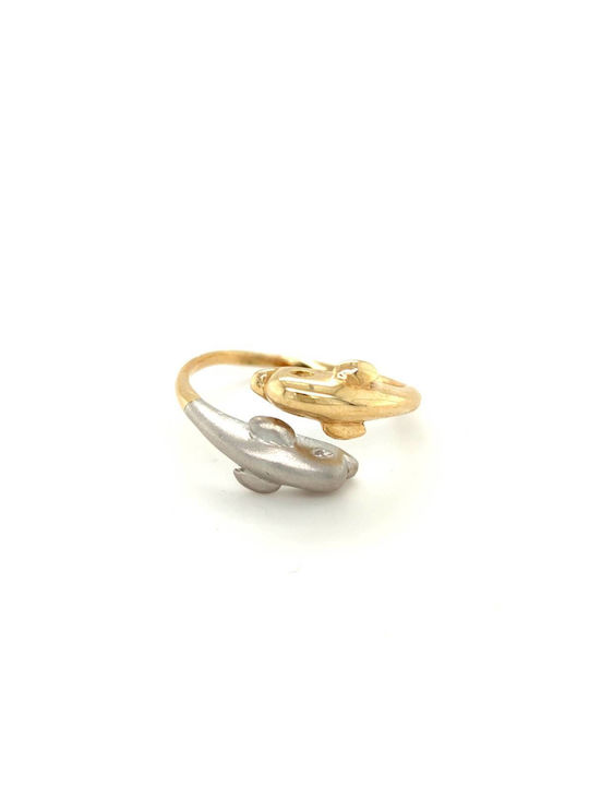 Women's Ring Gold K14 585° Dolphin Bicolor