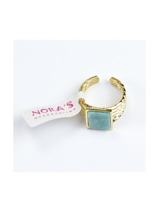 Nora's Accessories Damen Ring aus Stahl Vergoldeter