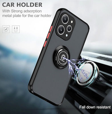 Xiaomi Redmi Note 13 Pro 5g Poco X6 5g Tpu+pc Hybrid Shockproof Armor Case 360 Degree Metal Rotating Ring Black Oem