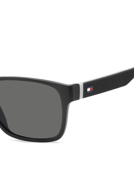 Tommy Hilfiger Men's Sunglasses With Black Horn-Rimmed Frame And Grey Polarized Lens TH1718/S RIW/M9