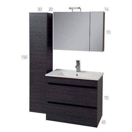 Mabo Katarina 60 Waschtisch mit Waschbecken mit Licht Glanzlack Melamine