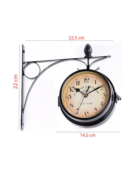 Αντικέ Ρολόι Τοίχου Μαύρο Ø24cm