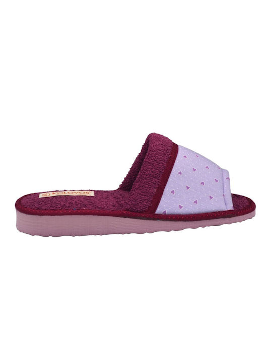 Kolovos Winter Women's Slippers in Burgundy color