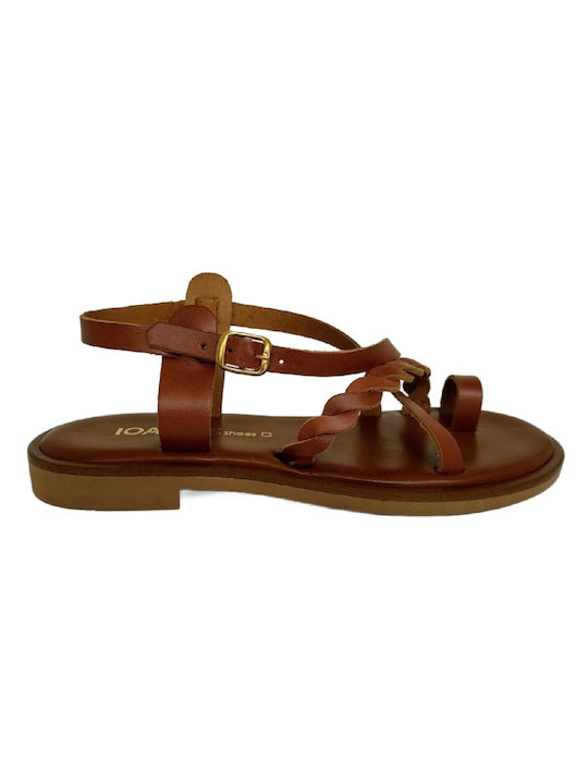 Ioannis Leather Women's Sandals Tabac Brown