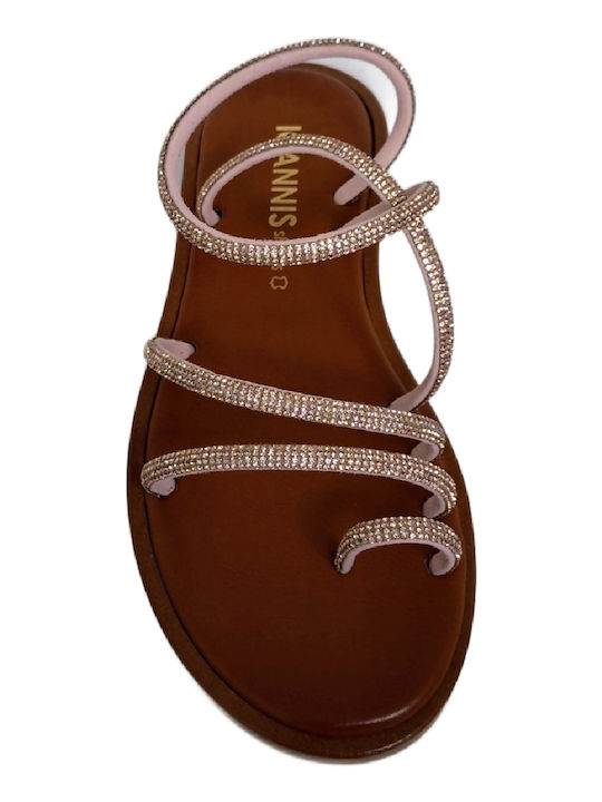 Leather Women's Flat Sandals Anatomic in Gold Color