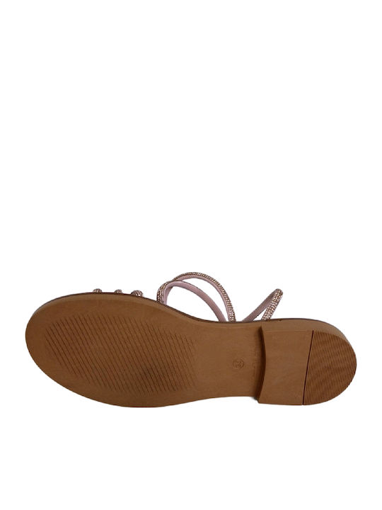 Leather Women's Flat Sandals Anatomic in Gold Color