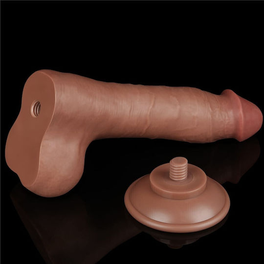 Lovetoy Sliding Реалистично дилдо с Топки и Вендуза Кафяв 20см
