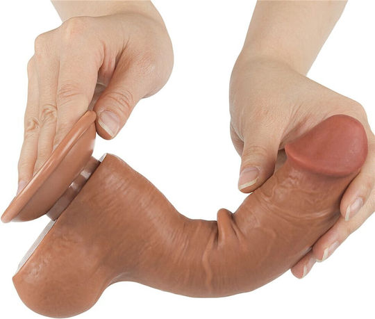 Lovetoy Sliding Реалистично дилдо с Топки и Вендуза Кафяв 20см