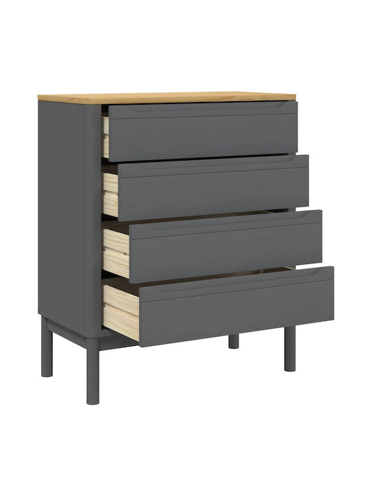 Sideboard made of Solid Wood with Drawers Grey 76.5x39x90.5cm