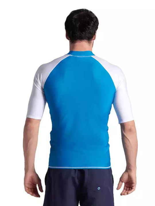 Arena Rash Vest Men's Short Sleeve Sun Protection Shirt Blue