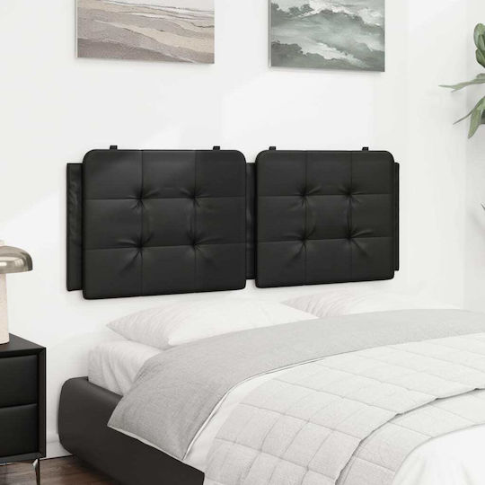 vidaXL Leather Bed Headboard Cushion Black 120x48cm