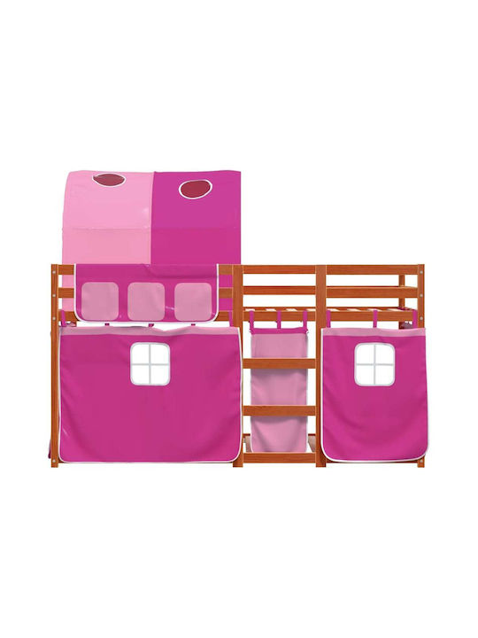 Kids Bed Loft Bed Single Pink for Mattress 80x200cm